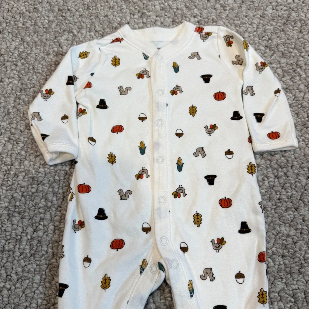 Carters Baby Size 3 Months Thanksgiving Turkey Footed Sleeper Pajamas